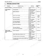 Kubota T1880, T2080, T2380 engine troubleshooting table listing symptoms, probable causes, and repair solutions.