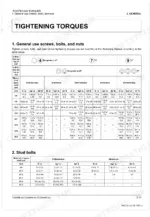 Kubota T2090BR-AU, T2290KW-AU, T2290KWT-AU torque specification tables for general use screws, bolts, nuts, and stud bolts.