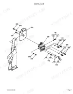 Kubota TL421 control valve exploded view showing valve assembly, mounting bracket, and hydraulic fittings.
