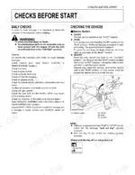 Kubota U35-4 daily checks and starter switch operation procedure manual page