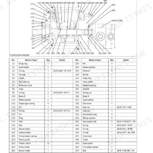 Kubota U35-4 hydraulic system exploded view diagram and parts list for standard version pump components.