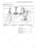 kubota-u48-4-excavator-operator-manual-controls-27.webp Kubota U48-4 diagram of operator station showing control pedals, drive levers, and dozer control lever locations.