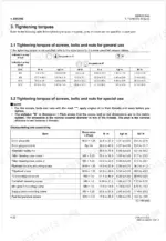 Kubota V1505-CR-TE5 engine service manual page showing general and special tightening torque specification tables.