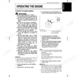 Kubota V1505-CR-TE5...V3800-CR-TE5-BG engine operating manual page showing normal engine starting procedures and key switch diagram.