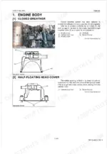 kubota-v1505-t-e4b-diesel-engine-shop-manual-9y111-07864-exploded-view-56.webp Kubota V1505-T-E4B engine closed breather system and half-floating head cover diagrams and component descriptions.