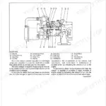 Kubota V2003-T-B, F2503-T-B turbo charger system exploded view diagram with numbered component list and description.