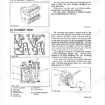 Kubota V2003-T-B, F2503-T-B, V2203-DI-B cylinder block and E-TVCS combustion chamber system diagrams and descriptions.