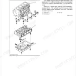 Kubota V3-E3B, V3-E3CB, V3-E3BG, V3300-E3BG, V3600-E3B, V3600-E3CB, V3600-T-E3B, V3600-T-E3CB, V3600-T-E3BG, V3800DI-T-E3B, V3800DI-T-E3CB, V3800DI-T-E3BG exploded view of cylinder block, crankcase, and oil pan assembly.