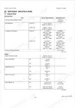 Kubota V3300-B, V3300-TB engine body servicing specifications table for cylinder head and valve clearances and limits.