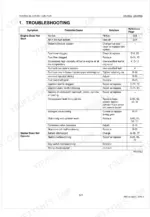 Kubota V3300DI-E2B, V3300DI-T-E2B troubleshooting table for engine starting and starter motor issues.