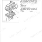 Kubota V3307-DI-T-E2B cylinder block exploded view showing ladder frame crankcase 1 and 2 assembly components.