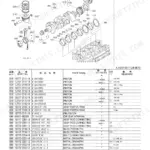 Kubota V3307-DI-T-E3B-WLTC1 exploded view diagram and parts list for piston and crankshaft assembly components.