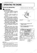 Kubota V3600-E3, V3600-T-E3, V3800-DI-T-E3, V3300-E3BG, V3600-T-E3BG, V3800-DI-T-E3BG engine starting procedure and safety.