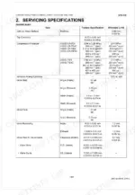 Kubota V3800-CR-TE4, V3800-CR-TIE4, V3800-CR-TE4C, V3800-CR-TIE4C, V3800-TIE4, V3800-TIE4C engine body servicing specifications table.