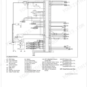 Kubota V3800-CR-TE4, V3800-CR-TIE4 system wiring diagram for common rail engine sensors and components.