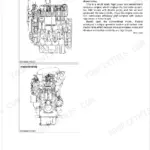 Kubota V3800DI-E2B, V3800DI-T-E2B engine feature diagrams showing cross-section views of the diesel engine components.