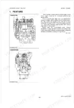 Kubota V3800DI-E2B, V3800DI-T-E2B engine feature diagrams showing cross-section views of the diesel engine components.
