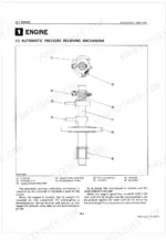 kubota-w5019-to-w5021-ht-b-walk-behind-mowers-workshop-manual-exploded-view-23.webp Kubota W5019, W5021... series engine automatic pressure relieving mechanism diagram showing camshaft and fly weight components.