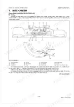 Kubota W821SC-AU, W821S-AU, W819P-AU mower blade clutch mechanism diagram, components, and braking operation description.
