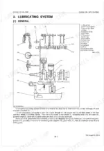 kubota-wg1005-df1005-gasoline-lpg-engine-workshop-manual-exploded-view-17.webp Kubota WG1005, DF1005 lubricating system diagram showing oil flow path, pump, filter, and engine components.