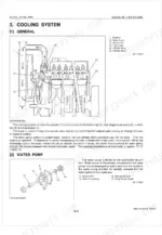 kubota-wg1005-df1005-gasoline-lpg-engine-workshop-manual-system-diagram-20.webp Kubota WG1005, DF1005 cooling system diagram, water pump operation, and exploded view of water pump components.