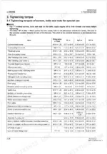 Kubota WG1605-E3 engine service manual table listing tightening torque specifications for various bolts, screws, and nuts.