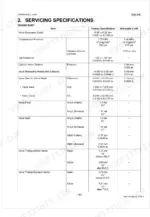kubota-wg3800-e3-wg3800-e3c-gasoline-lpg-natural-gas-engine-service-manual-9y111-13095-specs-95.webp Kubota WG3800-E3, WG3800-E3C engine body servicing specifications table for valve clearance, compression, and timing.