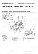 kubota-z231br-au-to-z251kh-au-zero-turn-mower-operator-manual-k3014-7127-1-controls-23.webp Kubota Z231BR-AU, Z231KH-AU, Z251BR-AU, Z251KH-AU instrument panel and controls diagram with numbered component list.