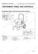 Kubota Z231KW-AU instrument panel, switches, and hand controls diagram with numbered component index list.