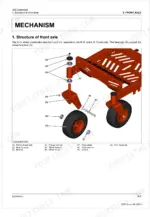 Kubota Z231KW-AU exploded view diagram of the front axle structure, showing wheel bracket, bearings, and front wheel.