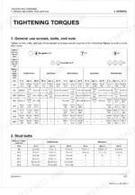 Kubota Z231KW-AU torque table for general use screws, bolts, nuts, and stud bolts by grade and material type.