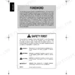 Kubota Z482-E4, Z602-E4, D722-E4, D782-E4, D902-E4, D902-T-E4 manual foreword and safety alert symbol definitions page.