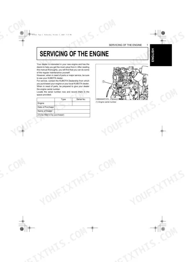 Kubota Z482-E4, Z602-E4, D722-E4, D782-E4, D902-E4, D902-T-E4 engine serial number location diagram and identification table.