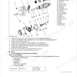 Kubota Z482-E4B, Z602-E4B, D722-E4B, D782-E4B, D902-E4B starter exploded view, disassembly steps, and torque specs.