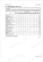 Kubota Z602-E, D902-E maintenance check list table showing engine service intervals for components and fluids.