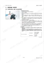 Kubota Z602-E, D902-E engine compression pressure testing procedure and specification table for diesel engines.