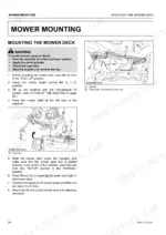 Kubota ZD1211-AU, ZD1221R-AU, ZD1221L-AU, ZD1221RL-AU mower deck mounting procedure, lift link, and gear box diagrams.