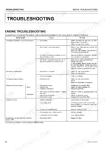 Kubota ZD1211-AU, ZD1221R-AU, ZD1221L-AU, ZD1221RL-AU engine troubleshooting table listing symptoms, causes, and remedies.