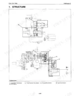 Kubota ZD25F transaxle structure diagram showing hydrostatic transmission, PTO, final reduction gear, parking brake, and bevel gear.