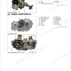 Kubota ZG124E, ZG123S, ZG127E, ZG127S transaxle exploded view showing external and internal components and gear parts.