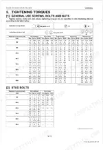 Kubota ZG124E, ZG123S, ZG127E, ZG127S torque specification tables for general use screws, bolts, nuts, and stud bolts.