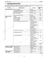 Kubota ZG222, ZG227, ZG222S engine troubleshooting table listing symptoms, probable causes, and solutions.
