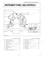 Kubota ZG222A-AU, ZG227A-AU instrument panel and controls diagram with numbered components and index list.