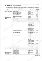 Kubota ZG327A engine troubleshooting table listing symptoms, probable causes, and solutions for starting and running issues.