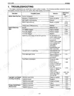 Kubota ZG327P engine troubleshooting table listing symptoms, probable causes, and solutions for starting and idling issues.