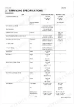 Kubota ZG332 engine body servicing specifications table including compression, valve clearance, timing, and spring data.