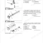 Kubota ZG332 engine exploded view diagrams for connecting rod, camshaft, and gear shaft components with part labels.