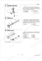 Kubota ZG332 engine exploded view diagrams for connecting rod, camshaft, and gear shaft components with part labels.