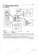 Kubota ZG332 engine lubricating system diagram showing oil pump, filter, strainer, camshaft, and rocker arm components.