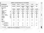 Landini 5860-9880 engine specifications table including Perkins engine types, cylinder data, power, torque, and valve timing.